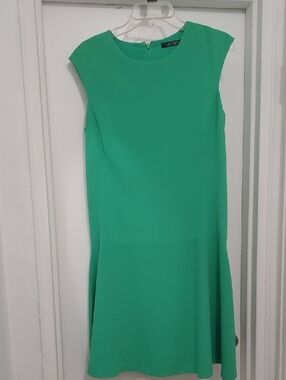 Lauren Ralph Lauren Bright Green Cap-Sleeve Drop-Waist Mini Dress